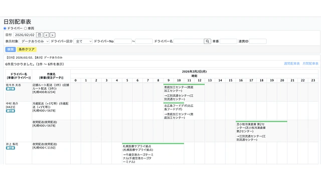 配車表作成の画面